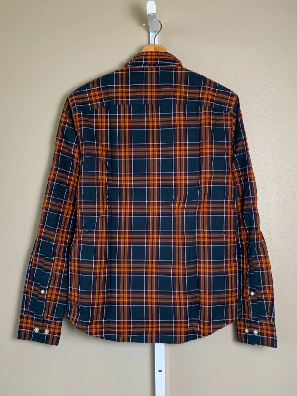 Banana Republic Untucked Slim Fit Plaid Button Down Oxford Shirt